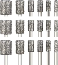 1/8 Shank Diamond Grinding Burr Drill Bit,30Pcs 46# Diamond Burr Set Cylinder He