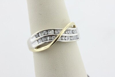 Alwand Vahan AV 14K Weiß- und Gelbgold 0,50 TCW Diamant Ring Kanalbesatz Größe 8