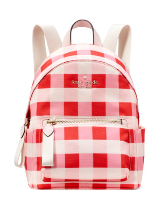 New Kate Spade Chelsea Gingham Mini Backpack Nylon Pink Multi with
