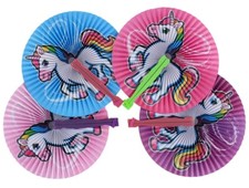 8x F&auml;cher Einhorn Design 4-farbig sortiert Festartikel / Giveaways - 80456