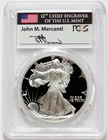 1993 P AMERICAN SILVER EAGLE MERCANTI SIGNED $1 PROOF 1 oz COIN PCGS PF 70 DCAM