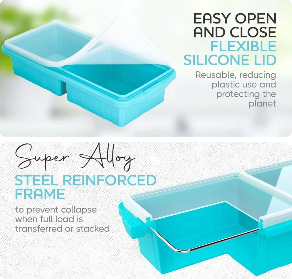 Silicone Freezer Tray Set with Lids - 2-Cup Portions for Efficient Meal Prep Foto 4 de 4