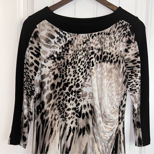 Chicos animal print side ruched dress women M - Picture 3 of 12