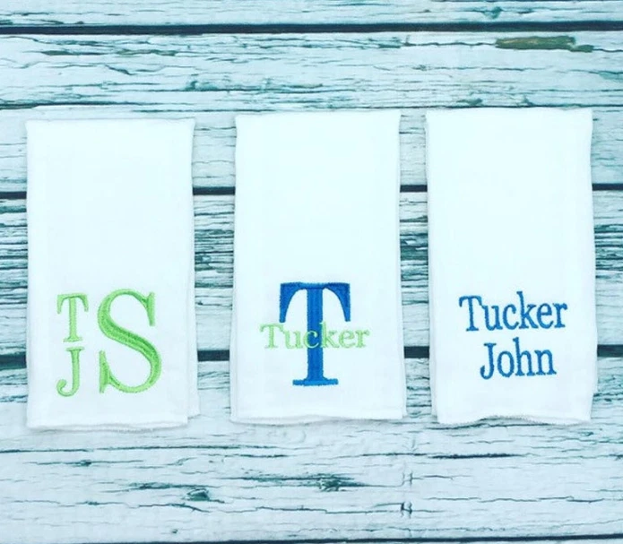 Monogrammed burp sales cloths and bibs