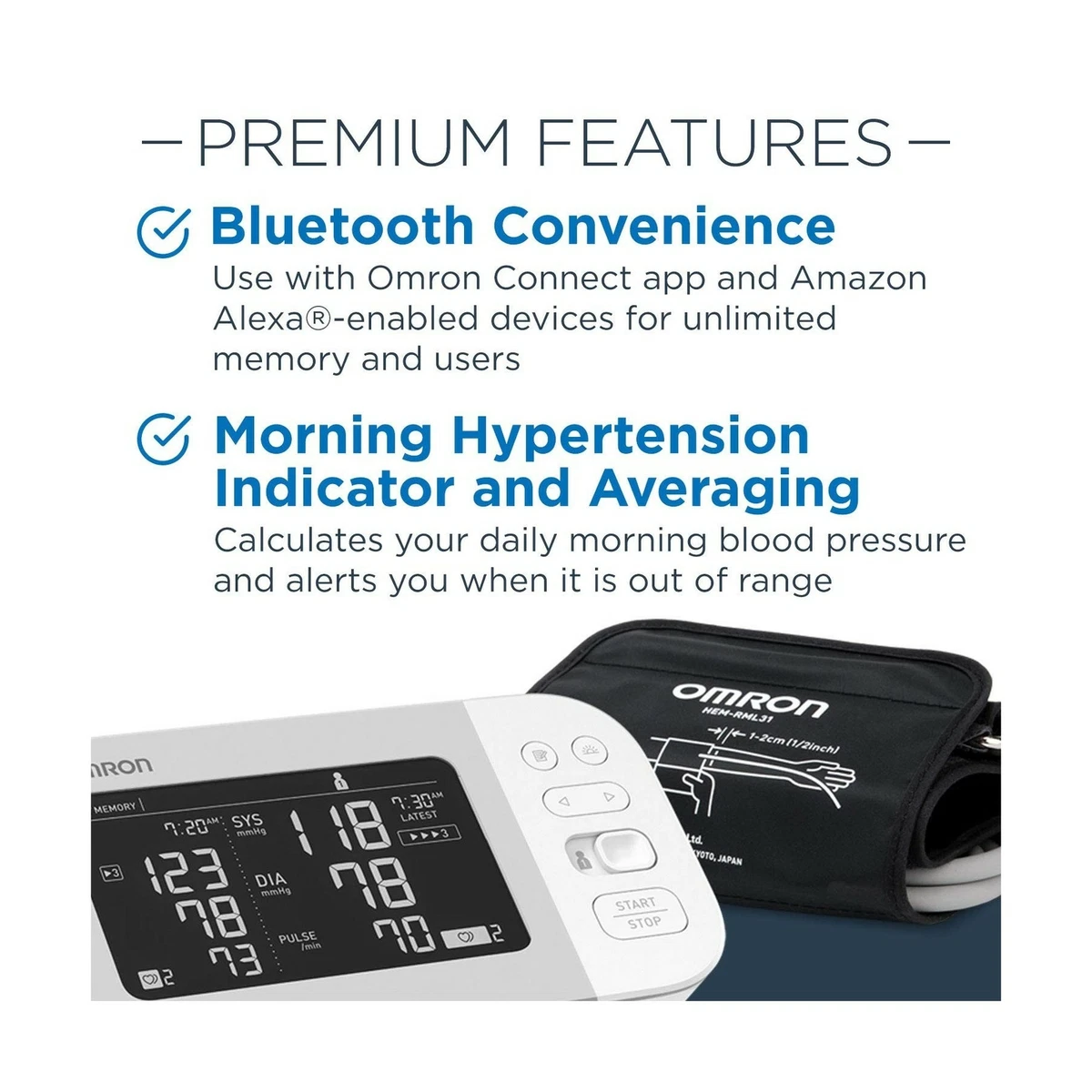  OMRON Platinum Blood Pressure Monitor, Upper Arm Cuff, Digital  Bluetooth Blood Pressure Machine, Stores Up To 200 Readings for Two Users  (100 each) : Health & Household