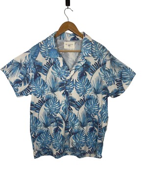 Sol Angeles Mens Button Up Knit Shirt Floral Print Blue White Size XL New
