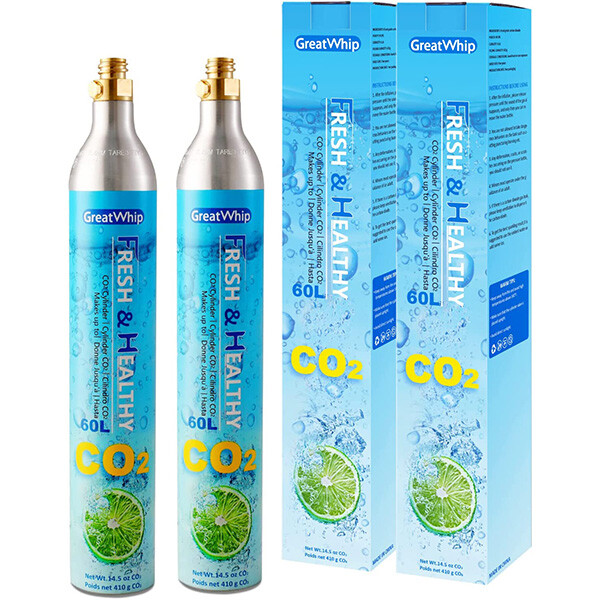 GreatWhip CO2 Cylinder X 2 60L Carbonating for SodaStream Soda Maker Carbonator