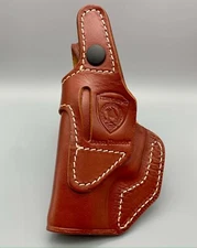 Genuine Leather OWB Holster w Steel Clip. Brown. Side Carry. Fits Bersa Thunder