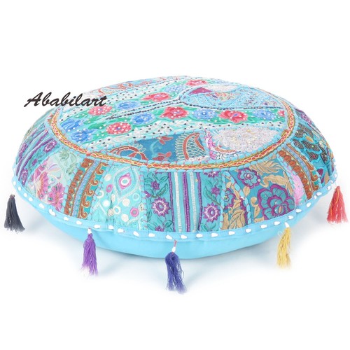 Indian Handmade Cotton Pillow Cover, Multicolor Bohemian Floor Cushion Cover US - Picture 27 of 79