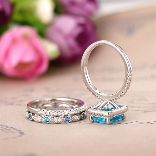 3pcs/set Women 925 Silver Rings Gorgeous Cubic Zirconia Jewelry Size 6-10 - Bild 9 von 15