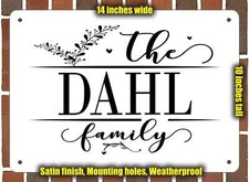 Dahl Family Decorative Metal Door or Wall Plaque (Style 2)