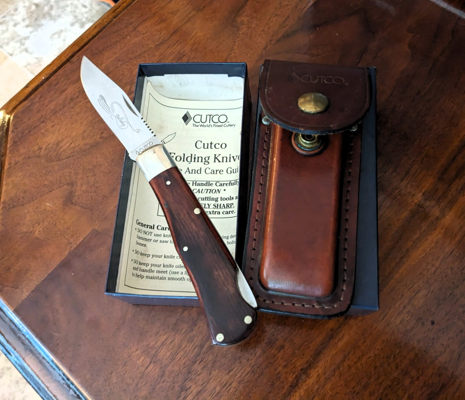 Cutco 1882 Bullwhip Folding Hunting Knife With Sheath Rosewood eBay