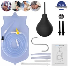 Silicone Enema Bag Kit Home Anal Vaginal Bulb Douche Colonic Irrigation Cleaner