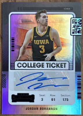 2022 Panini Contenders Draft Jordan Bohannon Rookie Autograph #/49 Iowa  Hawkeyes