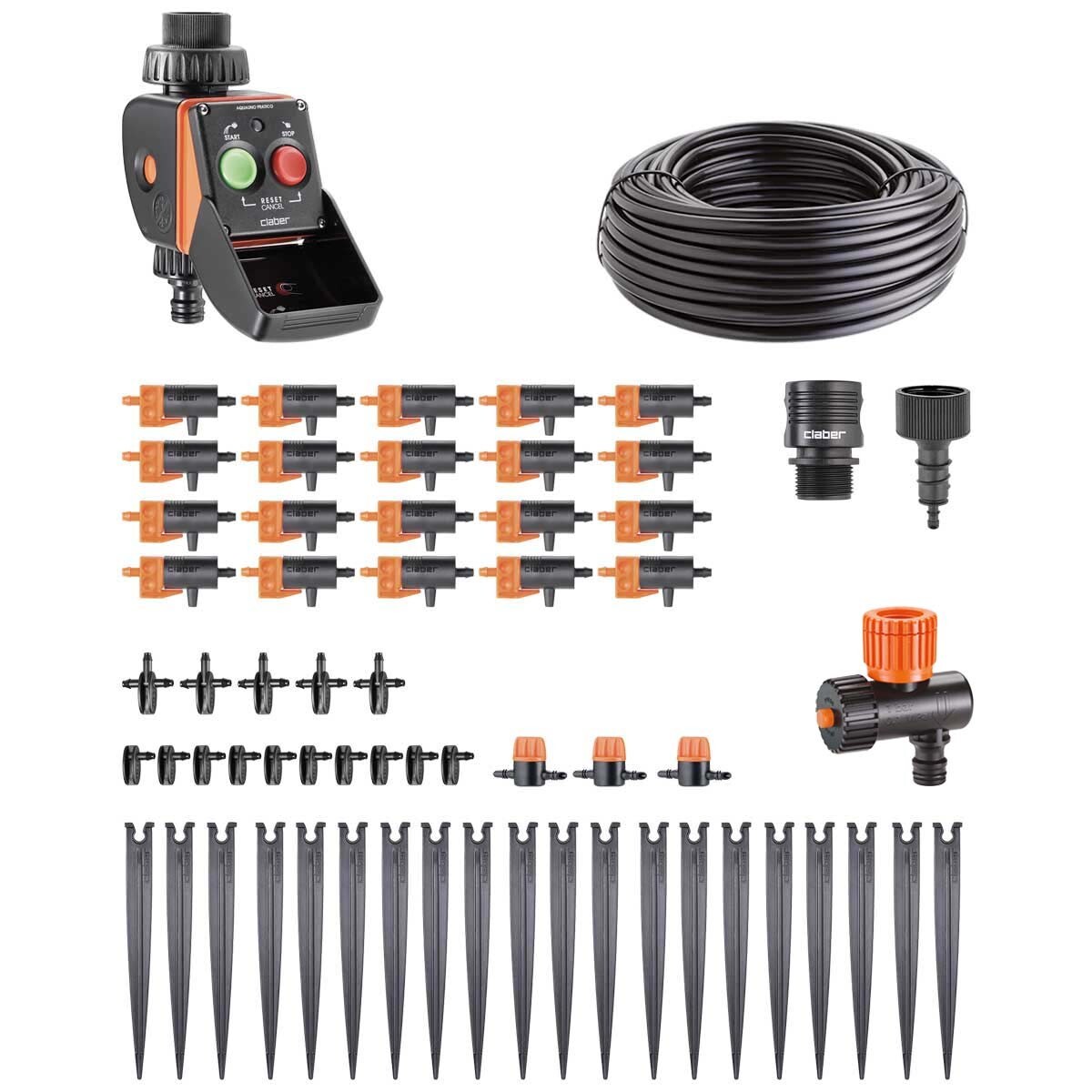 Kit irrigazione goccia per terrazzo CLABER 20 VASI programmatore PRATICO 90763
