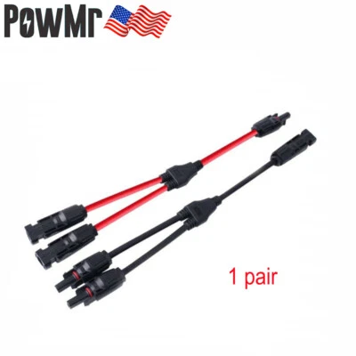 POWMR Solar Panel Y Branch Cable Connection Waterproof Adapter Connector Extension US