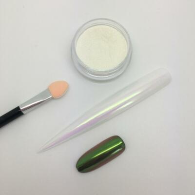 Aurora White Chrome Chameleon Nail Powder Rainbow Colour Changing Mirror Effect