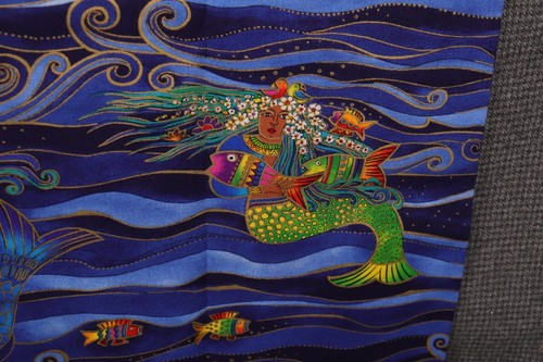 44"L x 44"W Clothworks Laurel Burch Ocean Songs Colorful Mermaids Sea Theme - Picture 8 of 13