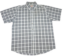 Men's Size XL Wrangler Rugged Wear Black Plaid Short Sleeve Button Down Shirt