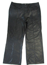 prettylittlething Plus Black Faux Leather Seam Detail Wide Leg Trouser 20 US NWT