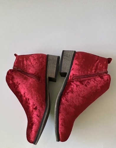 Bamboo Magenta Velour Ankle Booties Boots Size 37 - Picture 5 of 9