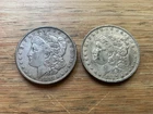 US Morgan Silver Dollars 2 coins circulated details Pre 1904 Lot T8