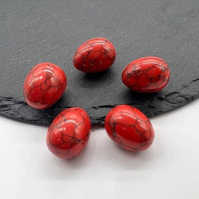 10pcs Artificial Red Turquoise Stone Egg Massager Gemstone Sphere Healing
