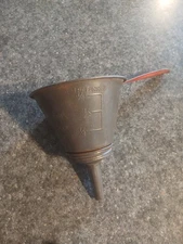 Vintage NESCO 1900-1949  5  ARTICLES IN ONE" Strainer Funnel  w/ Red Handle