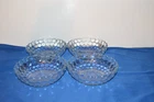 Four Vintage Anchor Hocking Blue Bubble Glass Cereal Bowls