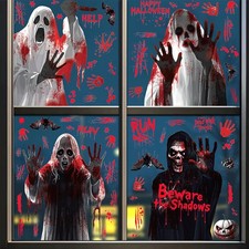 Halloween Window Clings Decorations - Scary Ghost  Death Stickers Scary Hall...