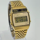 Men's SEIKO Vintage Gold Tone Digital LCD Watch, Alarm, Chrono, Runs A159-4000