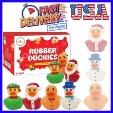 12-Pack Christmas Holiday Rubber Duck Toy Duckies for Kids, Bath Birthday Gif...