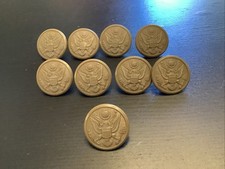 Lot of 9 Vintage WW2 Buttons Great Seal Eagle Buttons Plastic Metal Shank