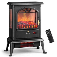 Electric Fireplace Adjustable LED Flame 1500W Space Heater Fake Wood Burning