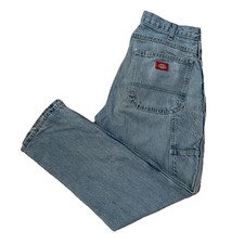 Vintage Dickies Men  s Carpenter Denim Jeans Faded  Distressed Workwear Light 32