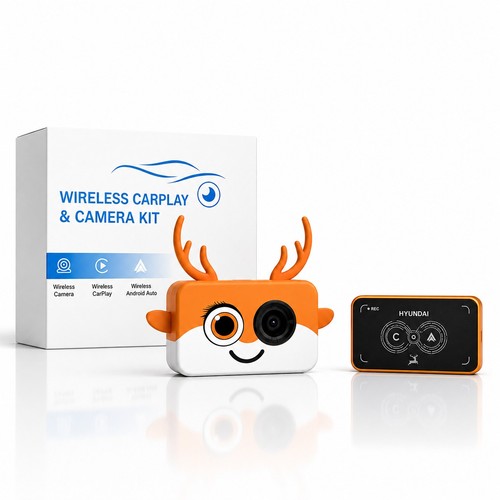 2in1 TrolinkTek Wireless Carplay Adapter Baby Car Camera Rear Seat Safety 1080P