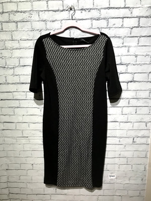 OVS, Women XXL, Black/Sliver Short Sleeve Stretch Back Zip Bodycon Dress