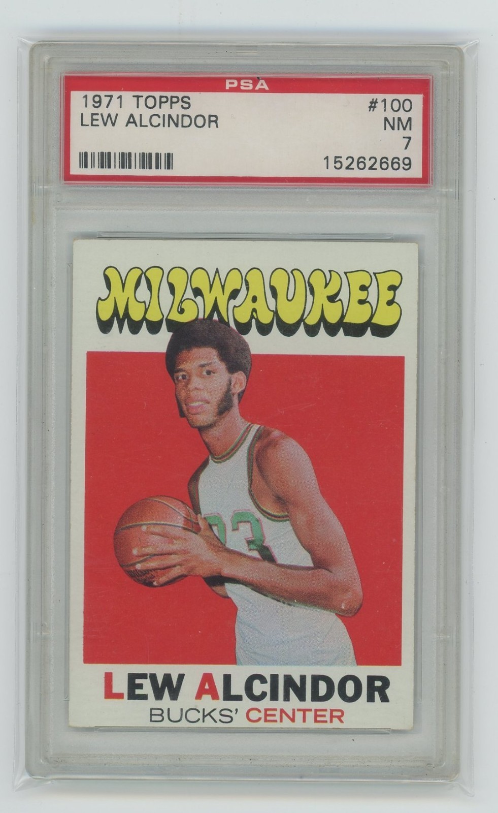 1971 Topps Basketball #100 LEW ALCINDOR Kareem Abdul Jabbar PSA 7 Near Mint 