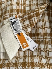 New Timberland Scarf Wheat Plaid One Size Winter Fall Logo T101808 NWT