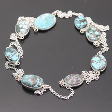 Blue Turquoise Gemstone 925 Sterling Silver Handmade Necklace Jewelry Gift