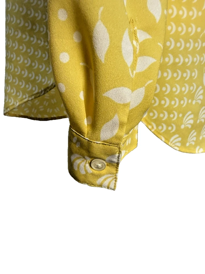 Ann Taylor Топ блузка желтый размер средний V шеи на пуговицах длинным рукавом - Изображение 4 из 4