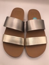 WOMEN'S REEF METALLIC MULTI/ CUSHION VISTA SLIDE BEACH/POOL SANDALS SIZE 8 NWT
