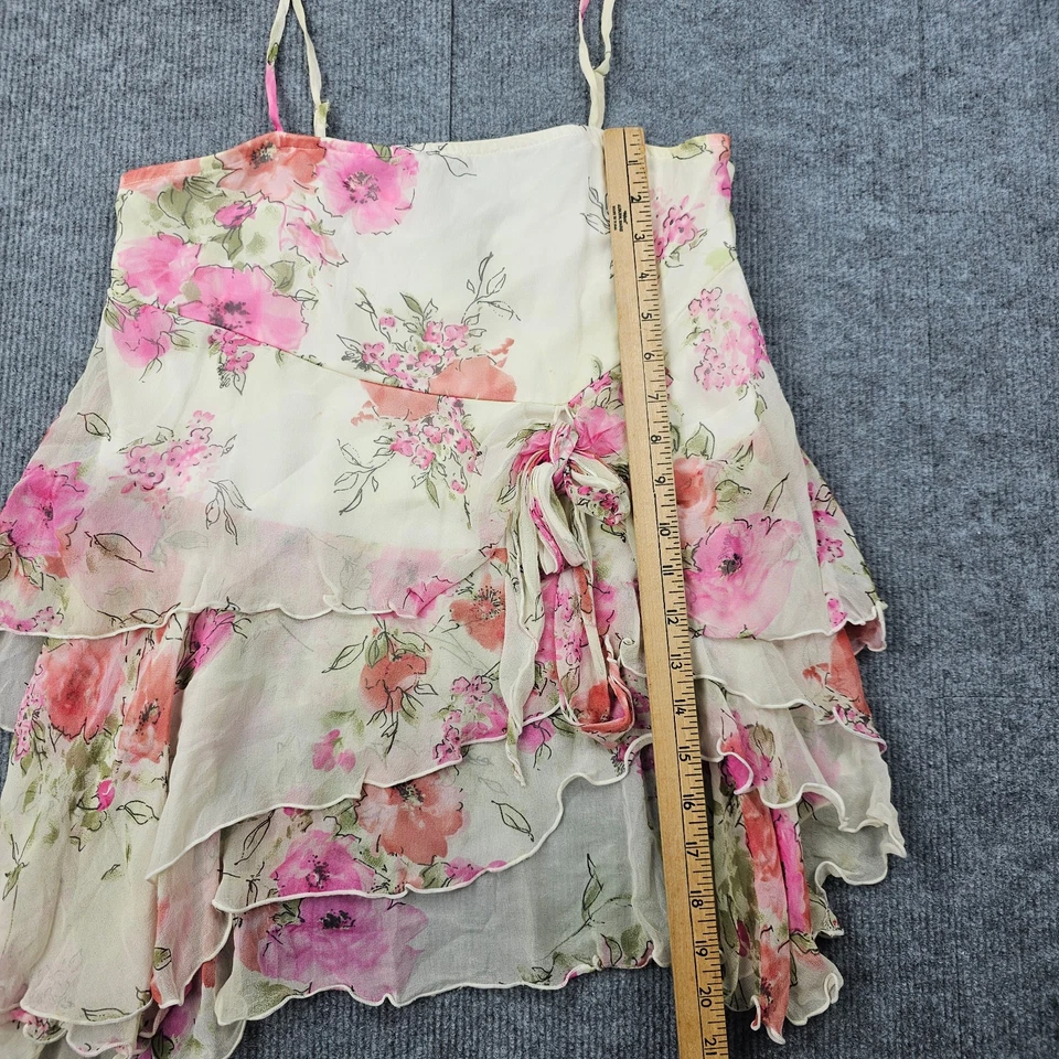 复古 Rampage Top 女式小号 Y2K 花卉丝绸分层褶皱仙女异想天开 — 第 4/4 张图片