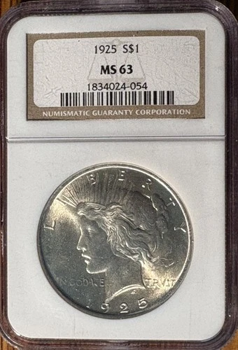 1925 P Peace Silver Dollar - Beautiful Mint State - NGC MS63