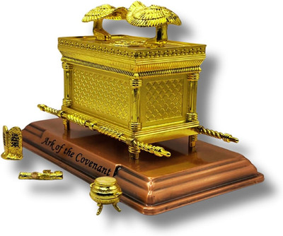 Gold Plated the Ark of the Covenant Figurine Model (7  X 4  X 5 ) with Contents