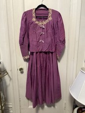 Victorian Antique Indigo Purple Edwardian Style 2 Piece Outfit Skirt Top