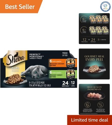 Luxury Cuts in Gravy - Perfect Portions Wet Cat Food for Adult Cats, 12 Trays