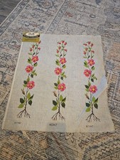 Vintage Needlepoint Canvas Bucilla 60142 Floral Tapestry Tinted Flowers