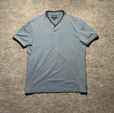 Emporio Armani Blue V-Neck Fitted Tee Black Collar