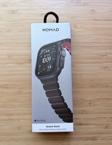 Nomad Ultra Orange Stratos Band Apple Watch FKM Black Titanium Hardware
